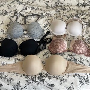 Victoria’s Secret a lot of five bras 34B gently used assorted styles & strapless